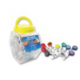 BRADY PEOPLE ID, TUB-0-REELS, PLASTIC ROUND REELS WITH CLEAR VINYL STRAP AND SLIDE TYPE BELT CLIP, 1 TUB CONTAINS 100 BADGE REELS IN BLACK, ROYAL BLUE, GREEN, ORANGE, YELLOW AND PURPLE